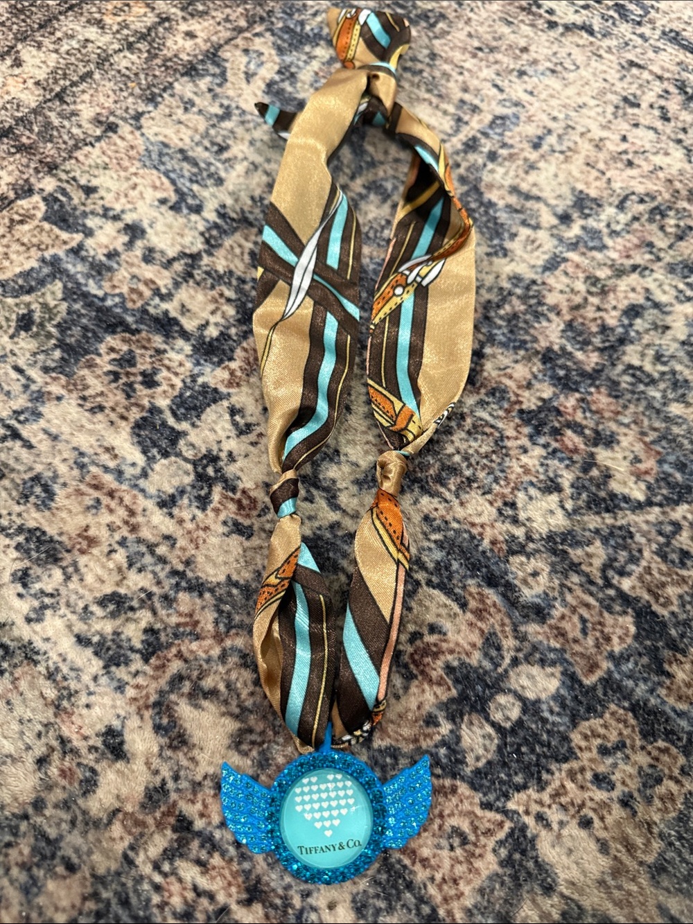 Custom made Scarf Blue Winged Crystal Pendant Necklace